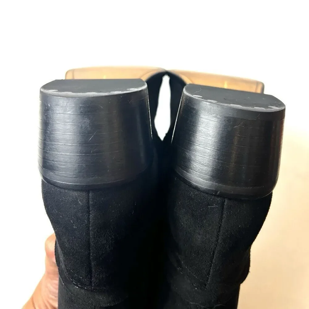 Dolce Vita Women's 6 Black Faux Suede Over The Knee Casual Boots Zip Up Low Heel